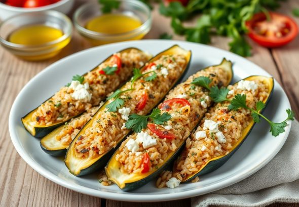 Greek Stuffed Zucchini